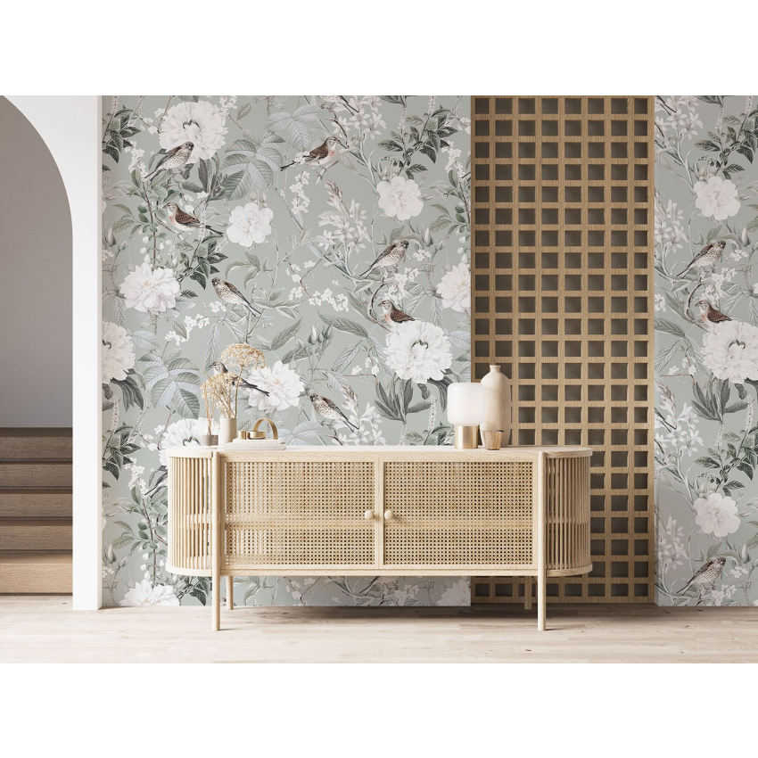 Papier peint motif XL - Fleurs Oiseaux