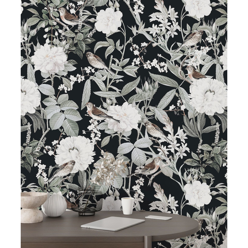 Papier peint motif XL - Fleurs Oiseaux