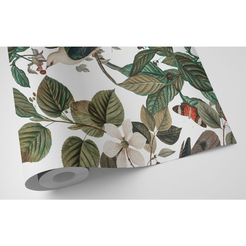 Papier peint motif XL - Fleurs Oiseaux