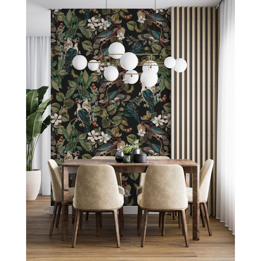 Papier peint motif XL - Fleurs Oiseaux