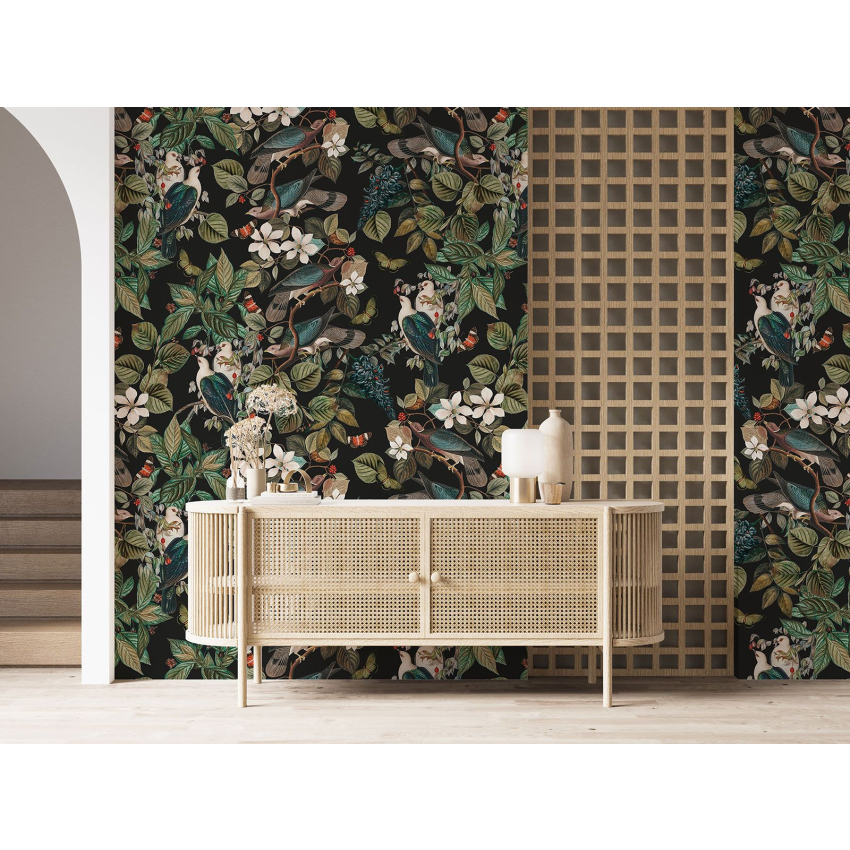 Papier peint motif XL - Fleurs Oiseaux