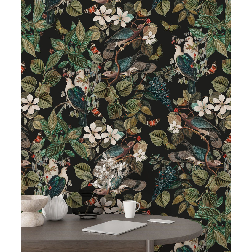 Papier peint motif XL - Fleurs Oiseaux