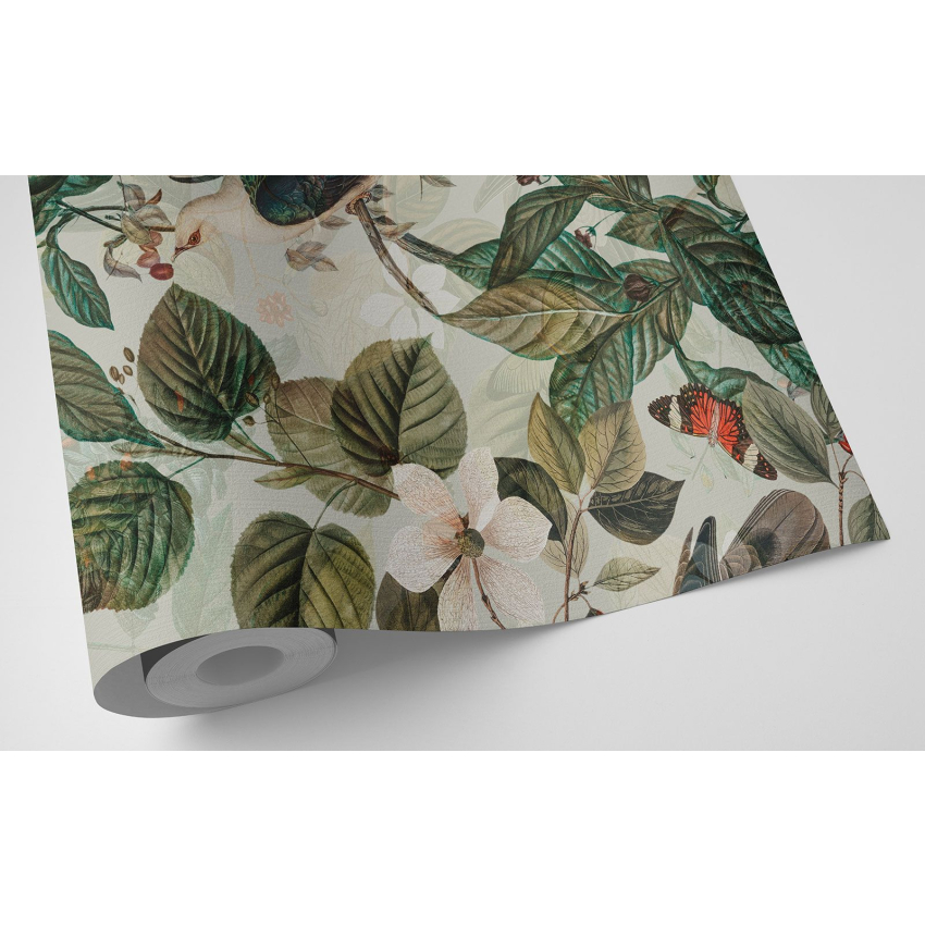 Papier peint motif XL - Fleurs Oiseaux