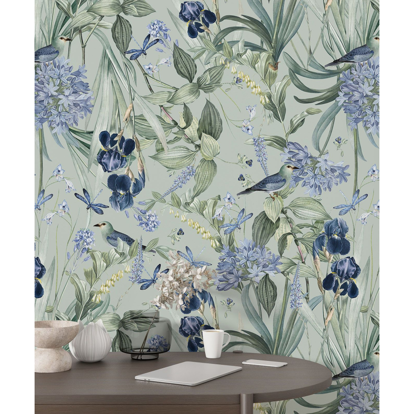 Papier peint motif XL - Fleurs Oiseaux