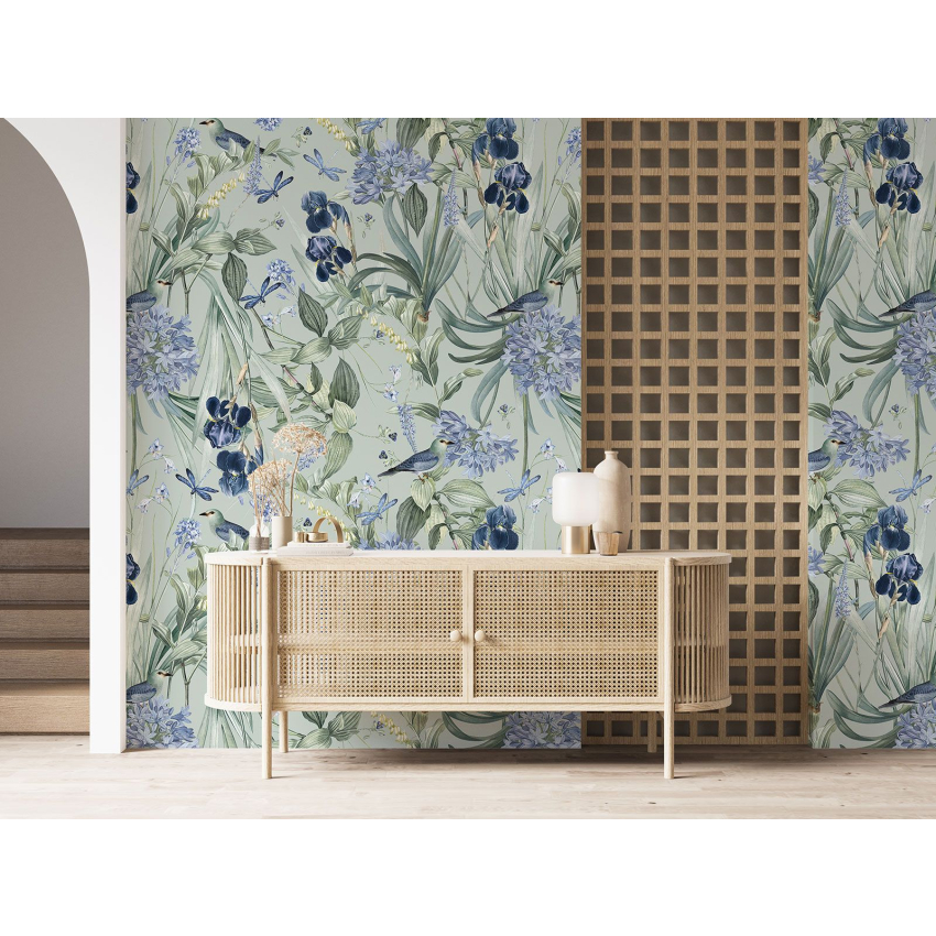 Papier peint motif XL - Fleurs Oiseaux