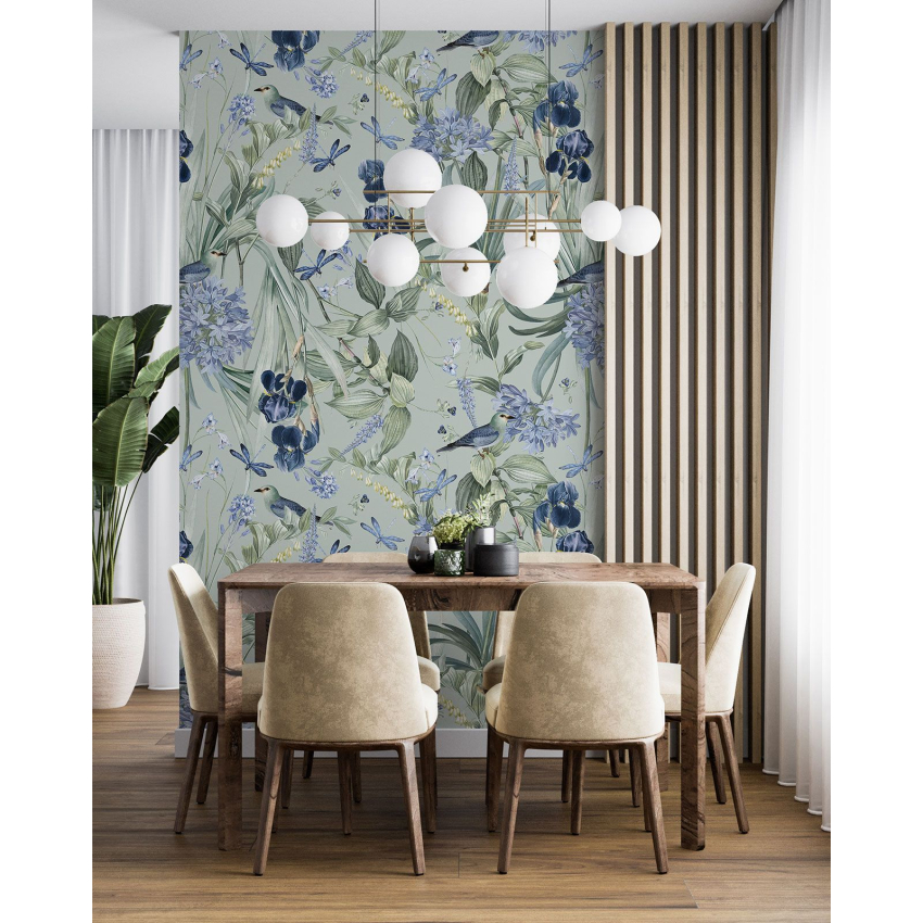 Papier peint motif XL - Fleurs Oiseaux