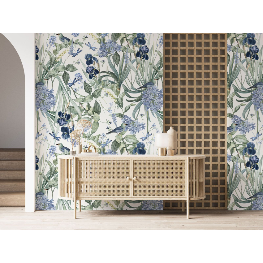 Papier peint motif XL - Fleurs Oiseaux