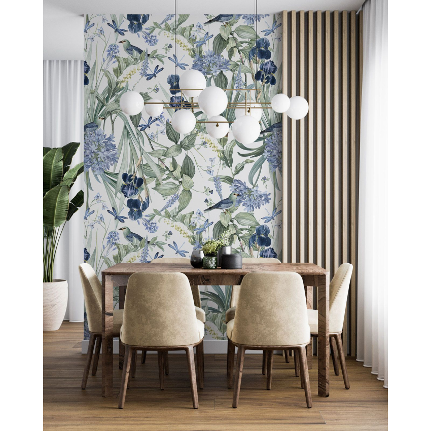 Papier peint motif XL - Fleurs Oiseaux