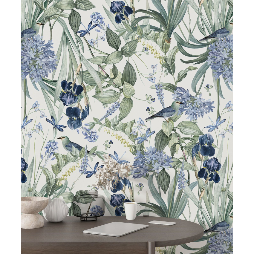 Papier peint motif XL - Fleurs Oiseaux
