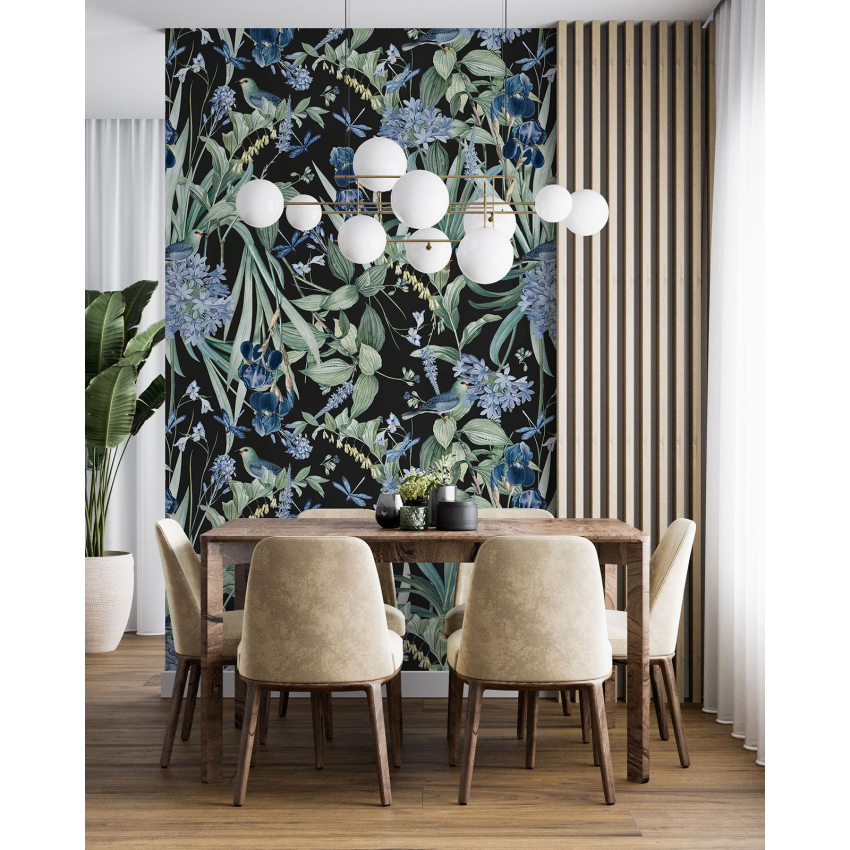 Papier peint motif XL - Fleurs Oiseaux