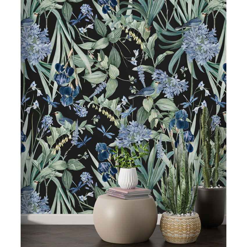Papier peint motif XL - Fleurs Oiseaux