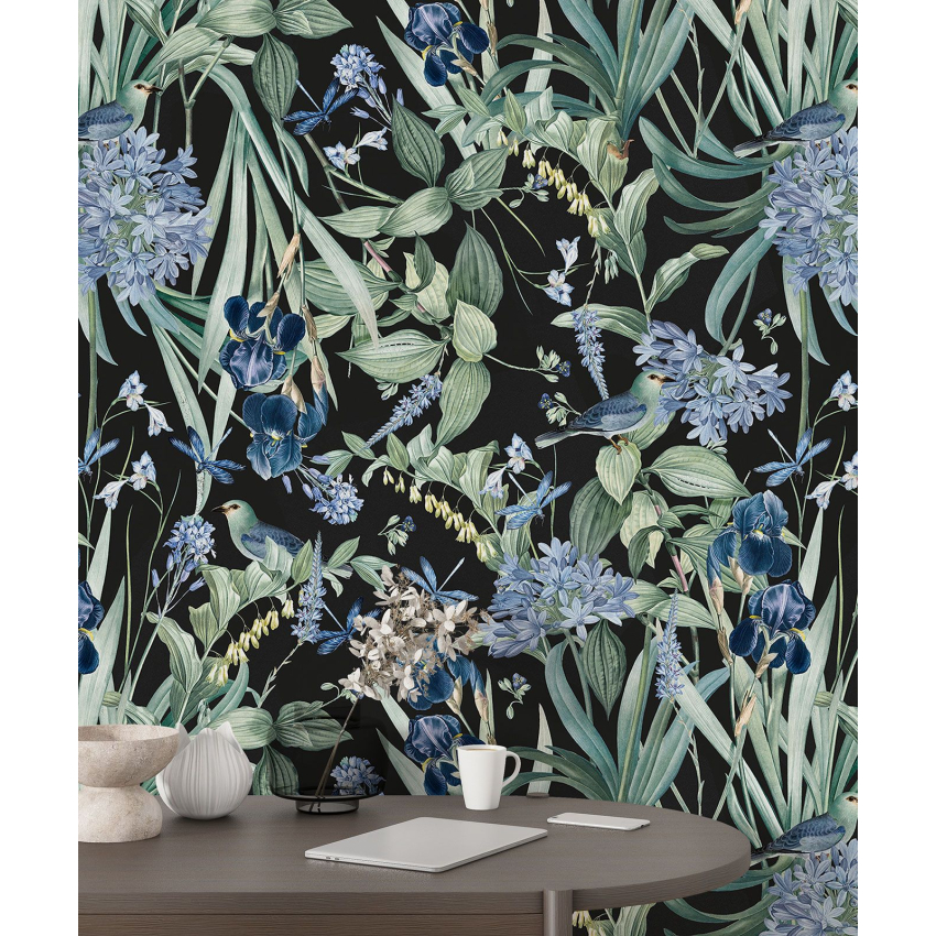 Papier peint motif XL - Fleurs Oiseaux
