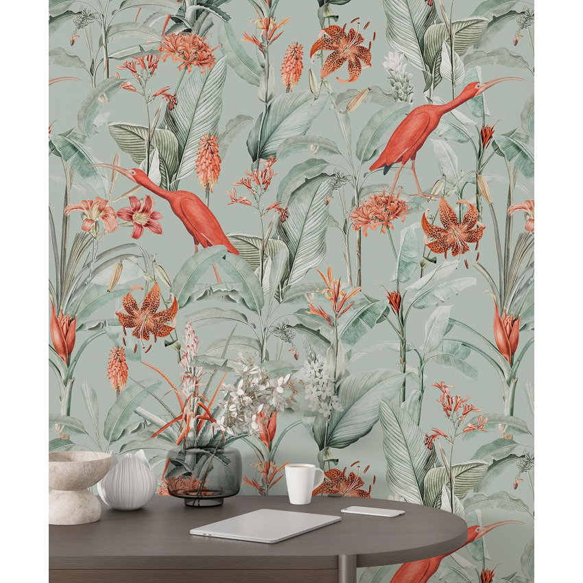 Papier peint motif XL - Fleurs Oiseaux