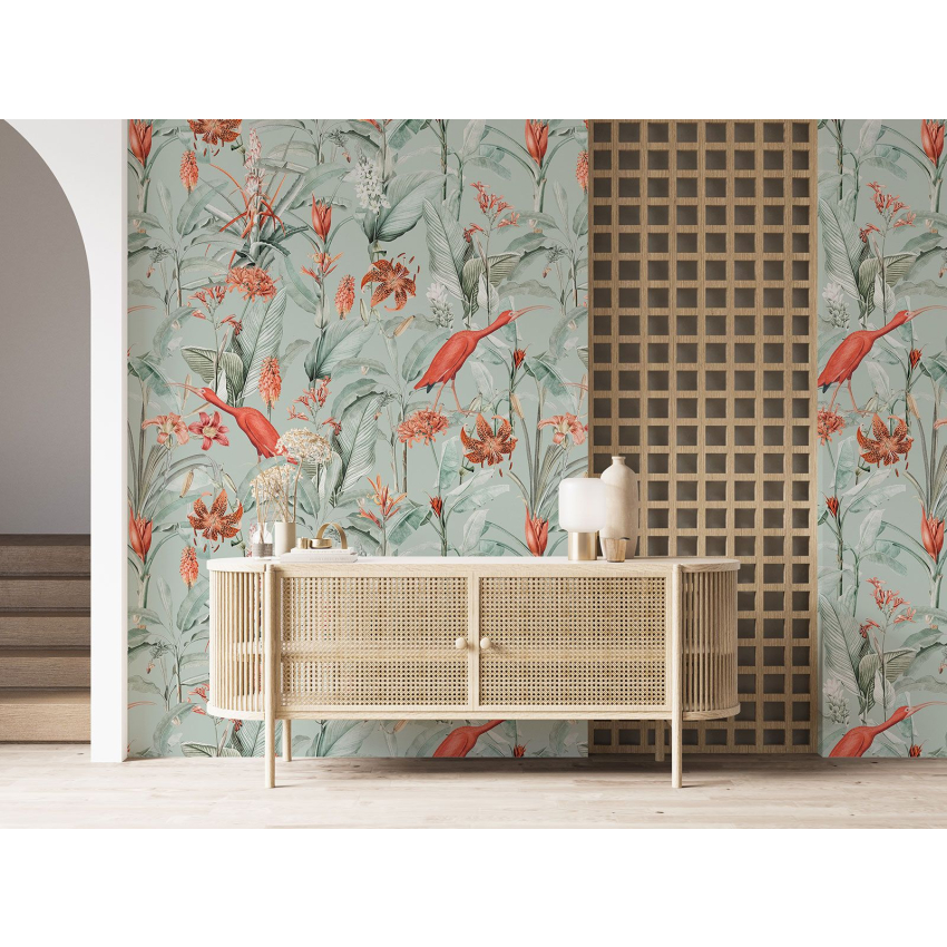 Papier peint motif XL - Fleurs Oiseaux