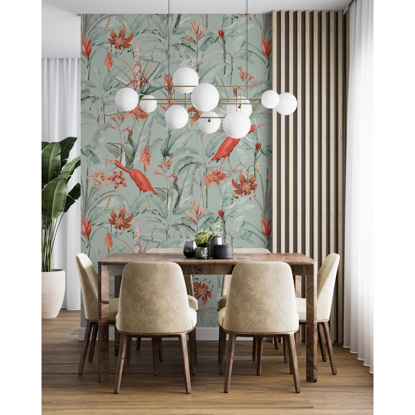 Papier peint motif XL - Fleurs Oiseaux