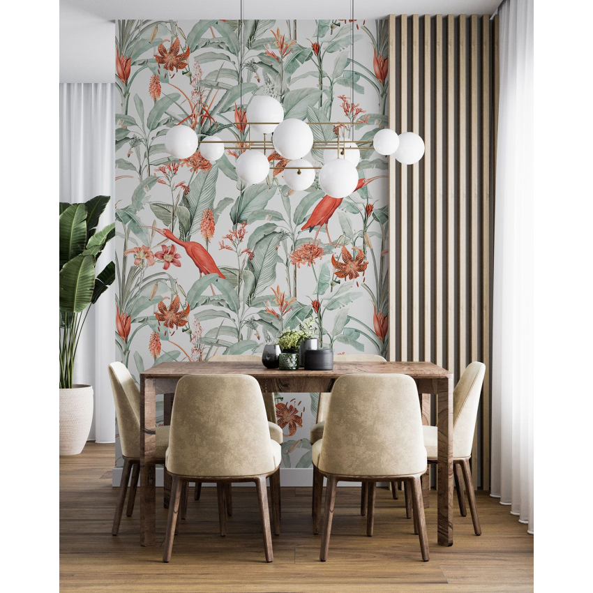 Papier peint motif XL - Fleurs Oiseaux
