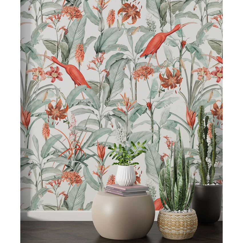 Papier peint motif XL - Fleurs Oiseaux