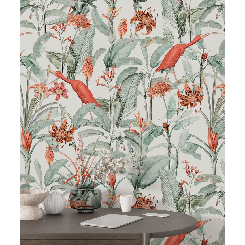 Papier peint motif XL - Fleurs Oiseaux