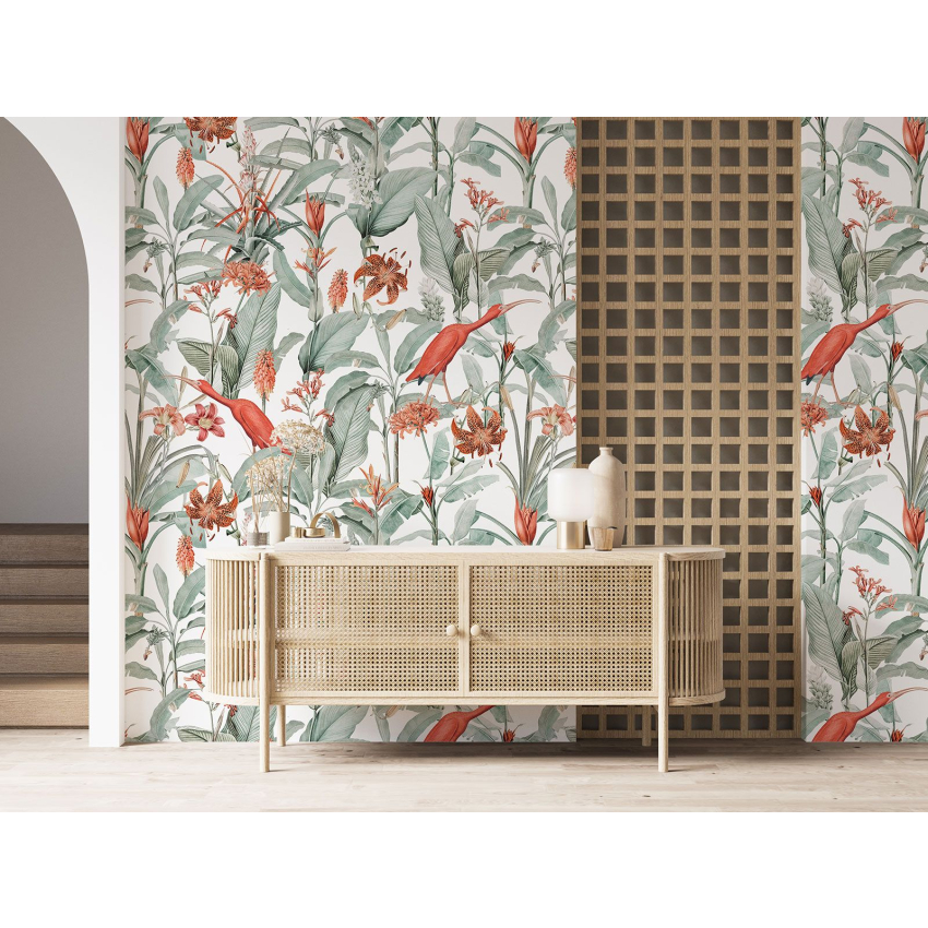 Papier peint motif XL - Fleurs Oiseaux