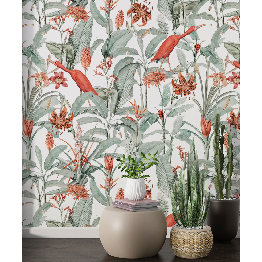 Papier peint motif XL - Fleurs Oiseaux