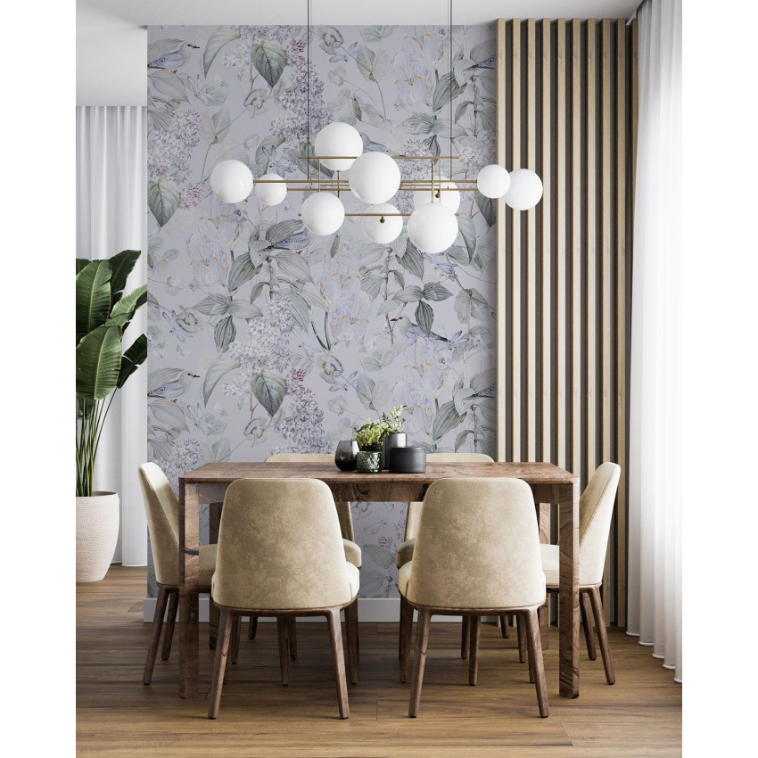 Papier peint motif XL - Fleurs Oiseaux