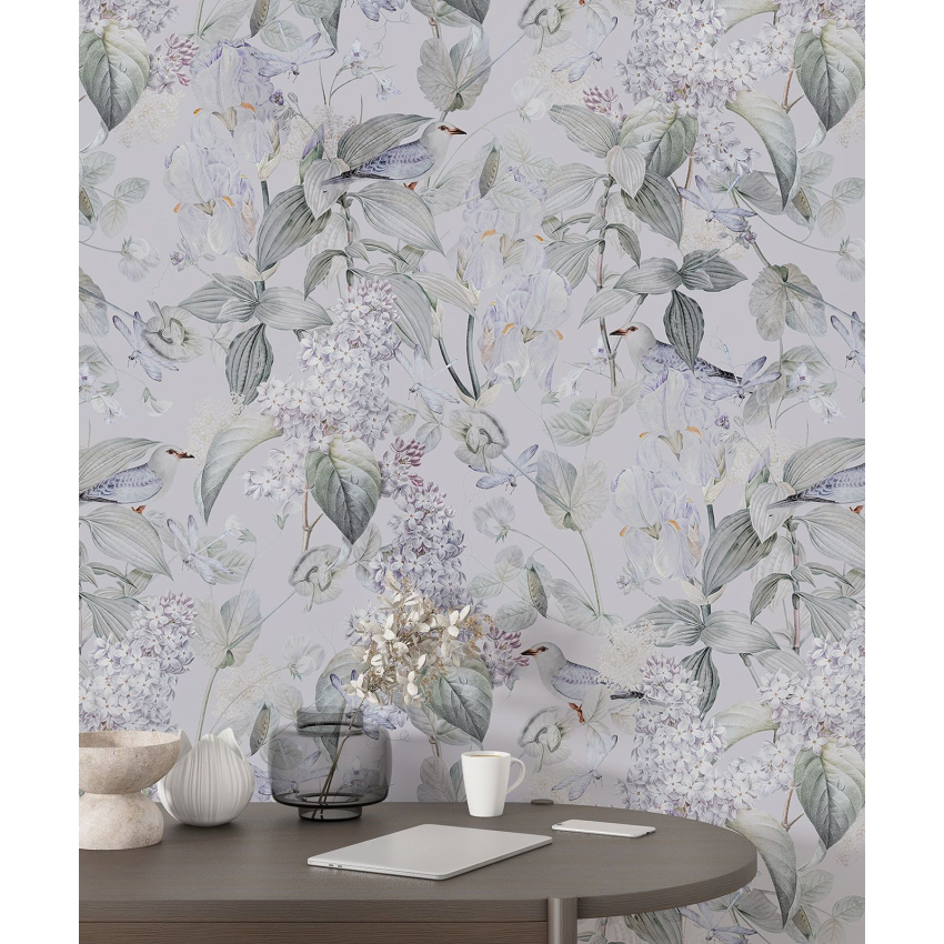 Papier peint motif XL - Fleurs Oiseaux
