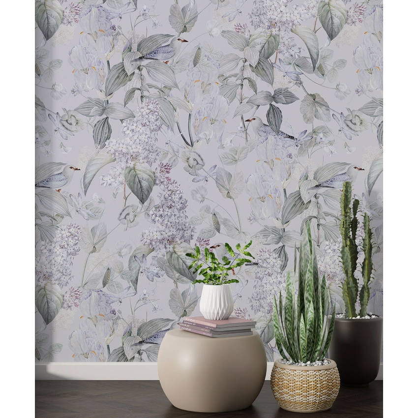Papier peint motif XL - Fleurs Oiseaux