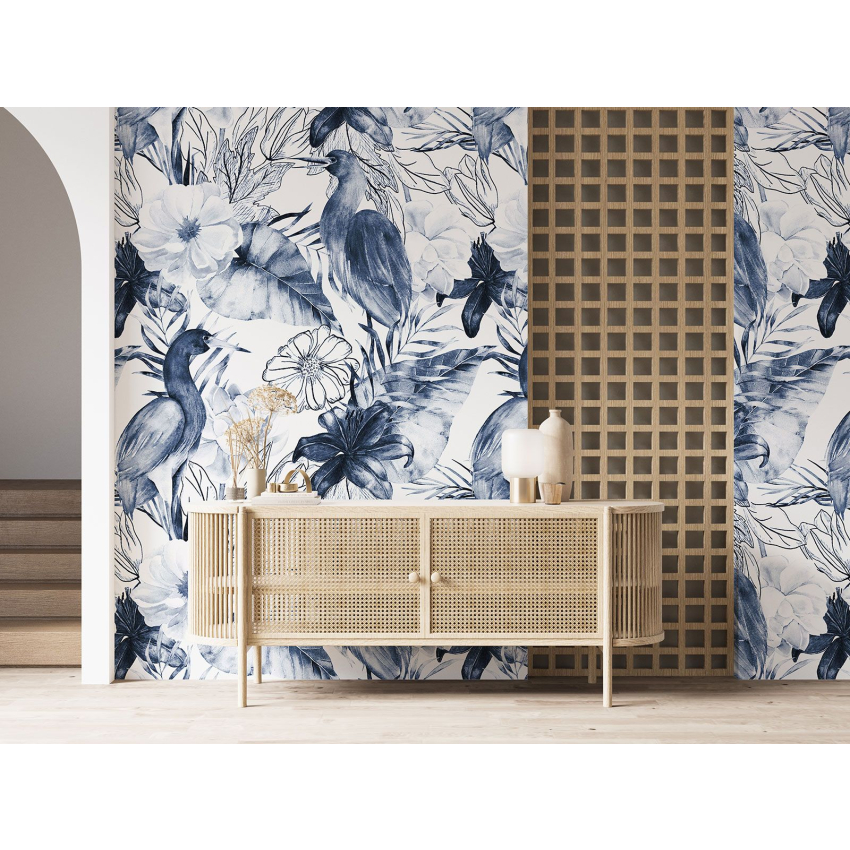 Papier peint motif XL - Fleurs Oiseaux