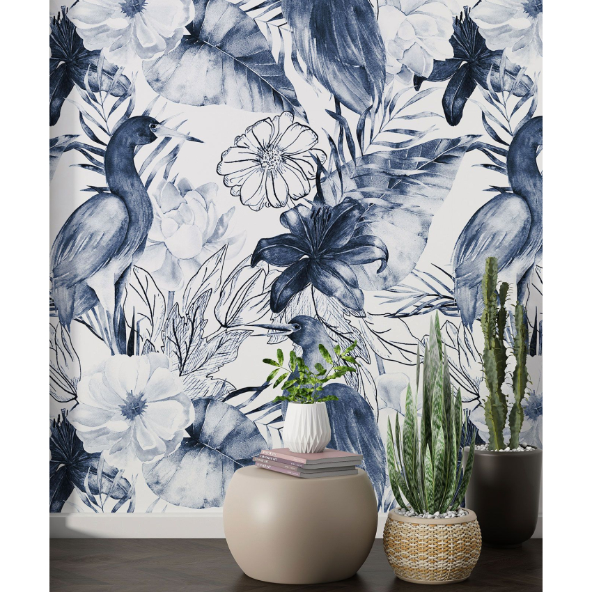 Papier peint motif XL - Fleurs Oiseaux