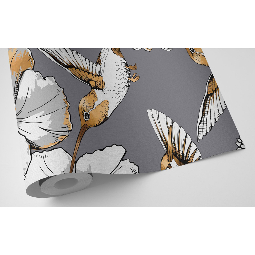 Papier peint motif XL - Fleurs Oiseaux