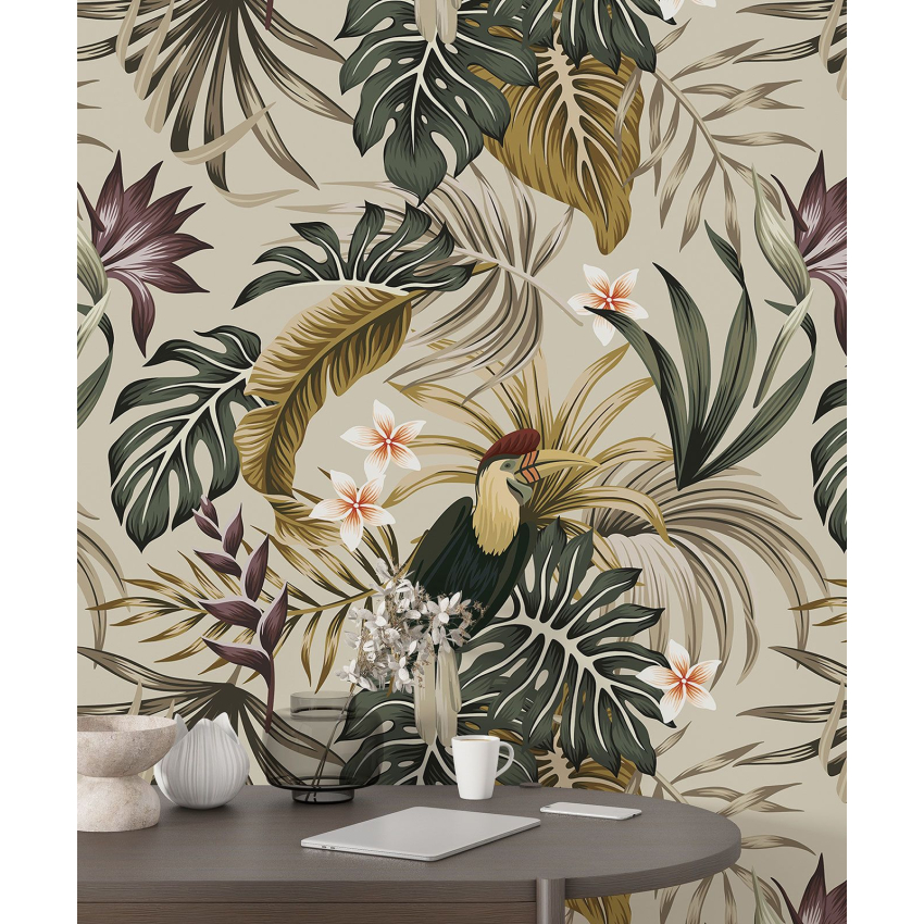 Papier peint motif XL - Fleurs Oiseaux