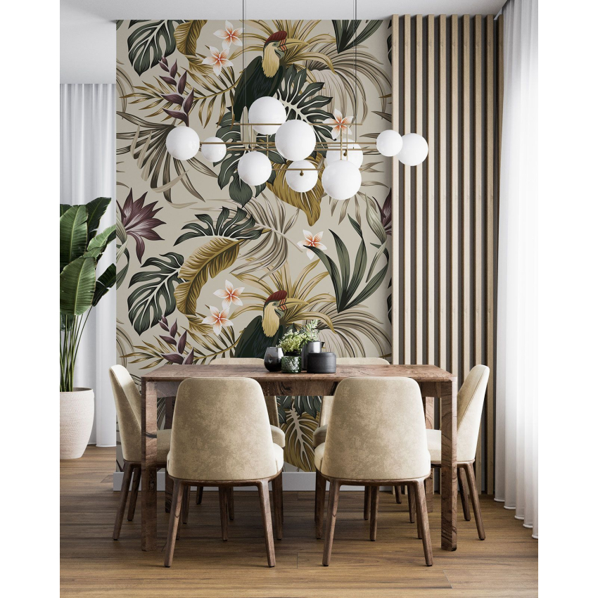 Papier peint motif XL - Fleurs Oiseaux