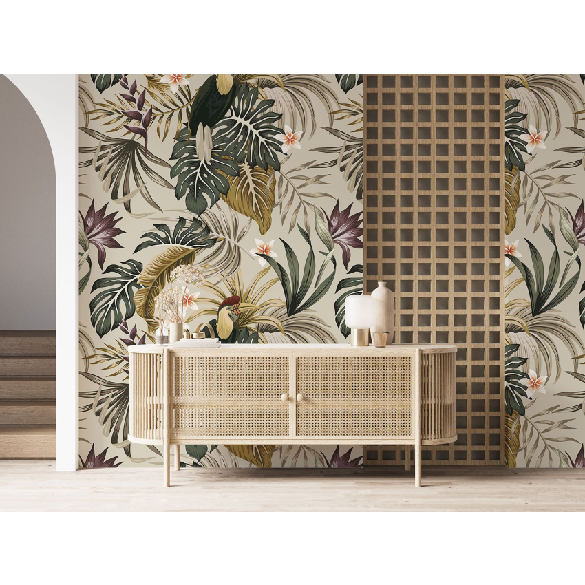 Papier peint motif XL - Fleurs Oiseaux