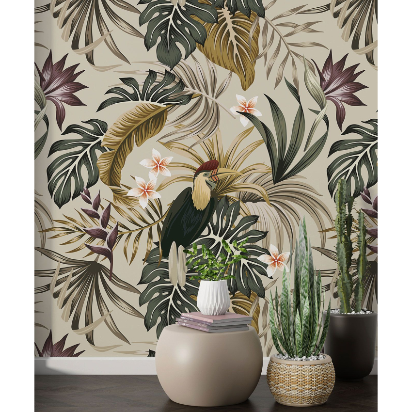 Papier peint motif XL - Fleurs Oiseaux