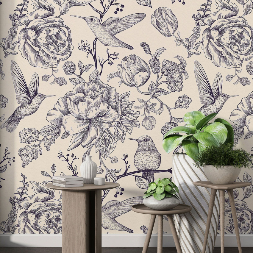 Papier peint motif XL - Motif floral