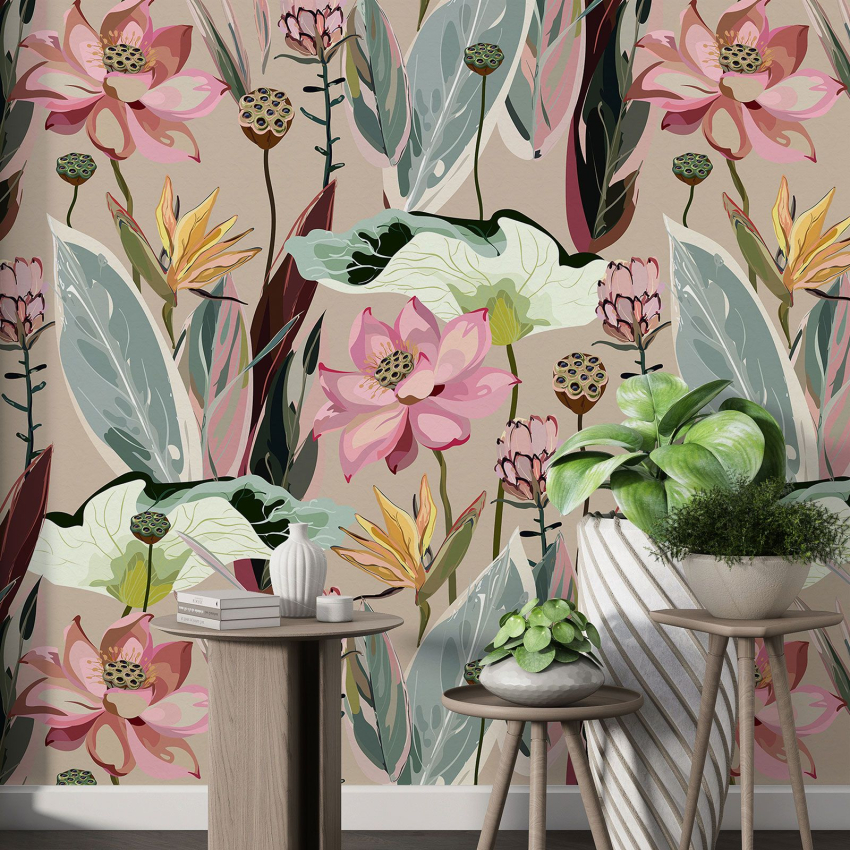 Papier peint motif XL - Motif floral