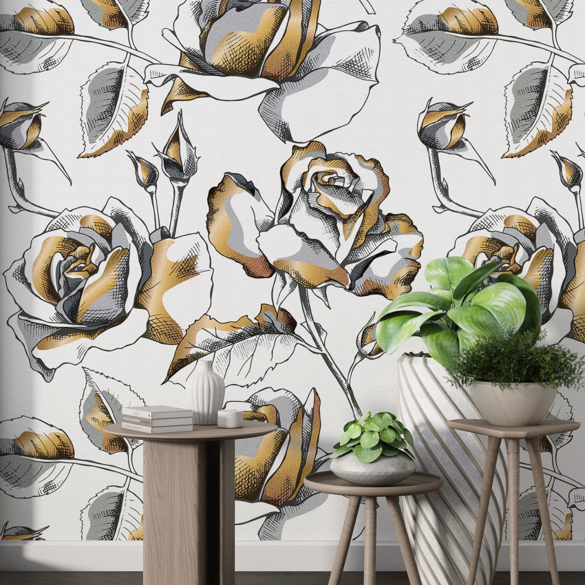 Papier peint motif XL - Motif floral