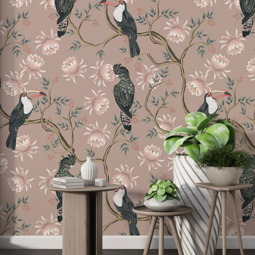 Papier peint motif XL - Oiseaux