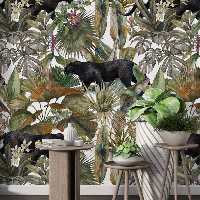 Papier peint motif XL - Panthères Noires