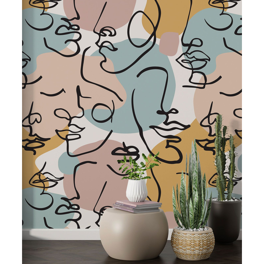 Papier peint motif XL - Visages Abstrait