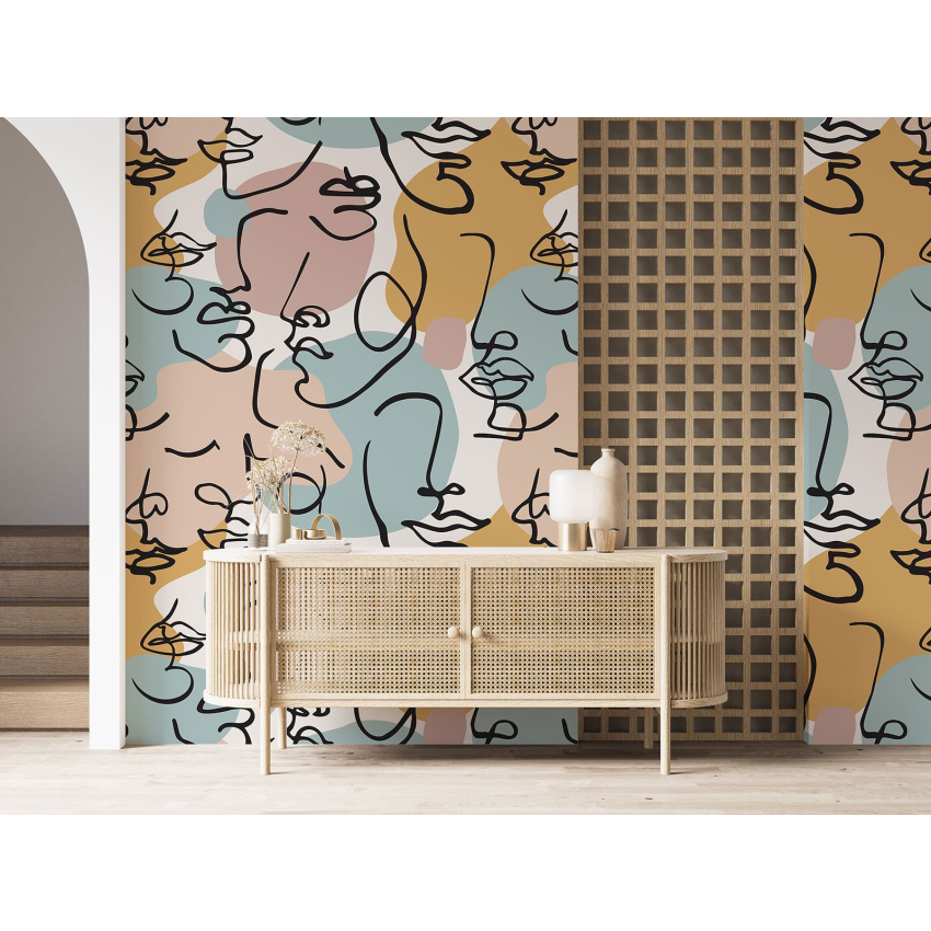 Papier peint motif XL - Visages Abstrait