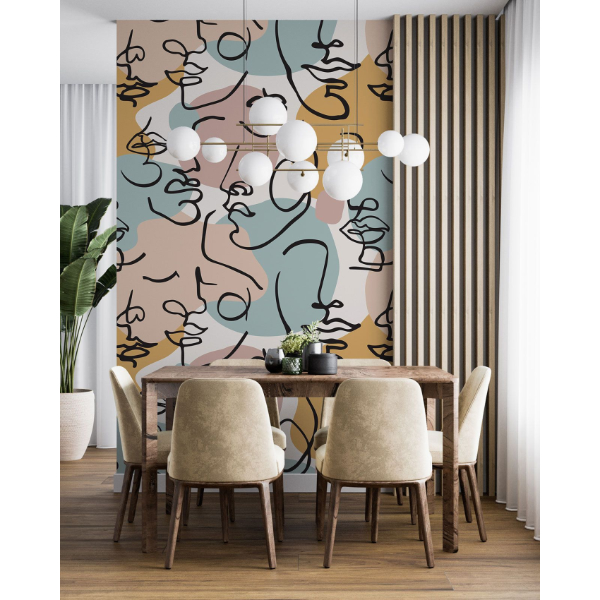 Papier peint motif XL - Visages Abstrait