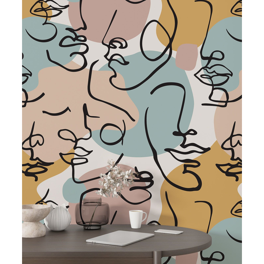 Papier peint motif XL - Visages Abstrait