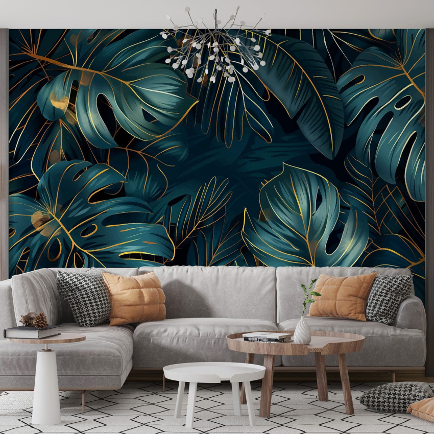 Papier peint panoramique - Feuilles Tropicales