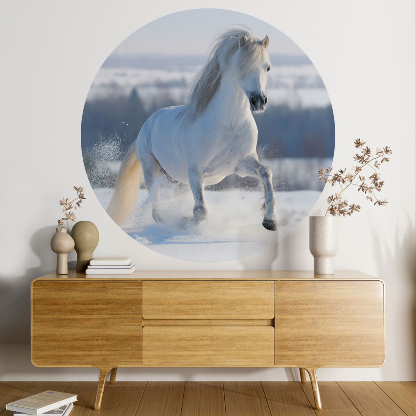 Papier peint rond / cercle - Cheval