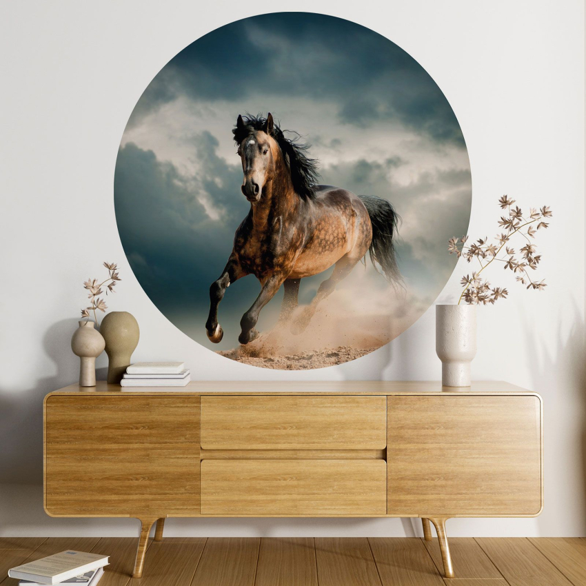 Papier peint rond / cercle - Cheval