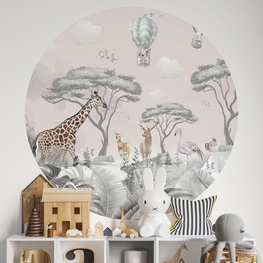 Papier peint rond / cercle Enfants - Animaux