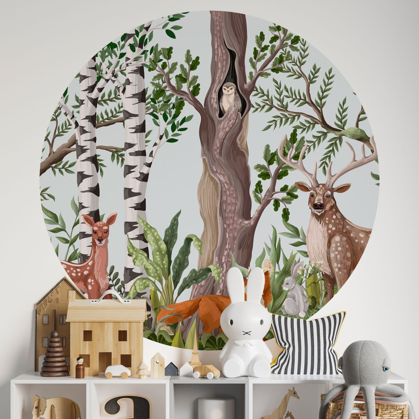 Papier peint rond / cercle Enfants - Animaux