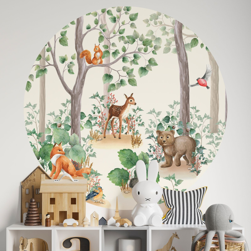 Papier peint rond / cercle Enfants Animaux