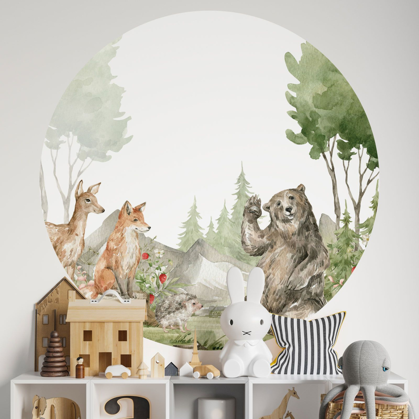 Papier peint rond / cercle Enfants - Animaux